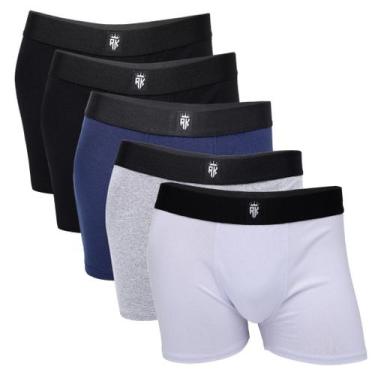 Imagem de Kit 5 Cuecas Boxe RK Lisas Confortáveis Algodão . - NoBrand, 2 preto a
