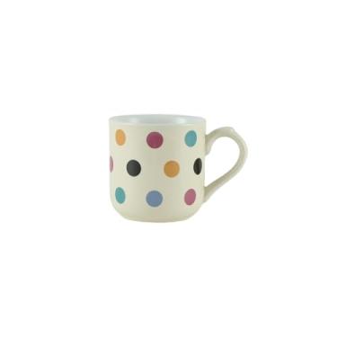 Imagem de London Pottery Copo de cerâmica de 250 ml com alça, caneca de porcelana para café quente, chá ou cacau, micro-ondas, lava-louças e freezer (marfim multispot, caneca, 250 ml)