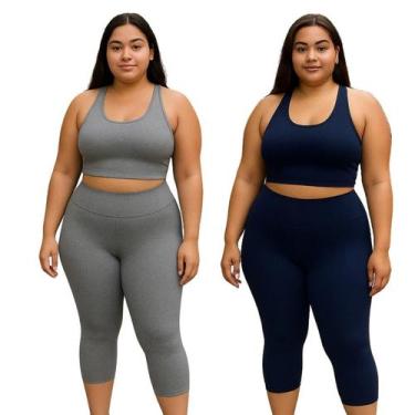 Imagem de Kit 2 Conjunto Calça Capri Top Plus Size Suplex GG Ao G5 - DiFerreira,