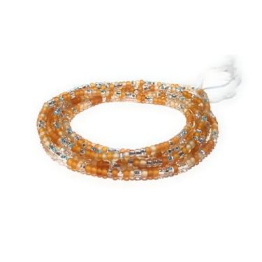 Imagem de Contas de cintura multicoloridas tradicionais, contas de barriga africanas, 111 cm de contas de vidro com longos fios de algodão (laranja creme transparente)