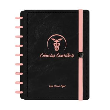 Imagem de Caderno De Disco Iscool Inteligente Personalizado 80 Folhas Profissões Preto Rosê Ciências Contábeis Médio M