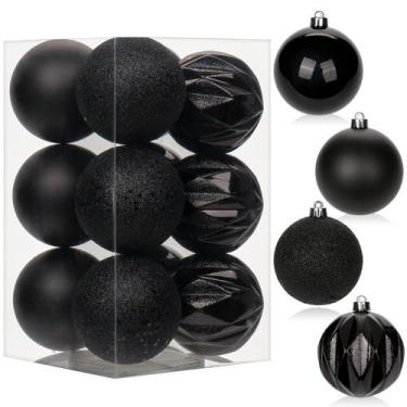 Imagem de Enfeites de bola de Natal Briful 3,15/8 cm, 12 peças, pretos