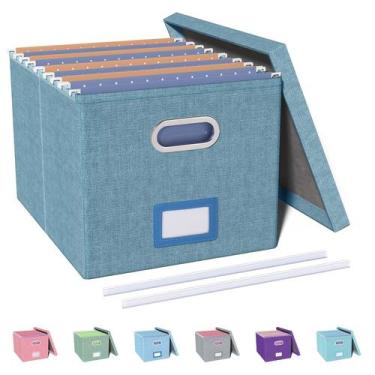 Imagem de Organizador de arquivos Oterri com tampa e caixa de armazenamento azul