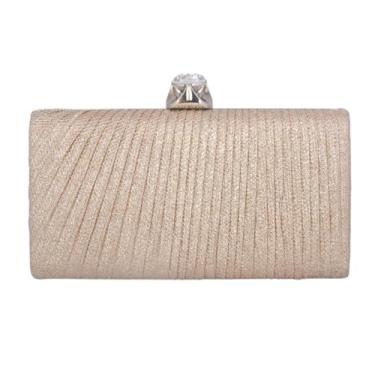 Imagem de Adoptfade Bolsas femininas para noite com strass plissadas para festa, bolsa clutch com glitter, bolsas rígidas, Champanhe