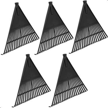 Imagem de Kit 5 Vassouras Rastelo Plástico Preto Jardim Grama Sem Cabo - Fassin 