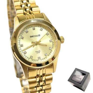 Imagem de Relógio Seculus Feminino Analógico Dourado Mini Cristais 44052LPSVDA1