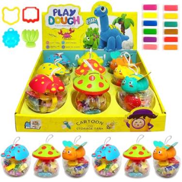 Imagem de 9 Baldes Animal 2 em 1 c/ 36 Massinhas Acessórios Vira Cofre Lembrança de Festa