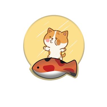 Imagem de Mouse Pad Cute Cartoon Cat Eating Fish, suporte de pulso de silicone