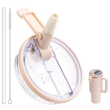 Imagem de Bluwing Tampa de canudo dobrável de 1,134 g para copo Stanley, tampa à prova de vazamento para Stanley Quencher H2.0 e copo ProTour de 1,134 g, à prova de poeira (quartzo rosa)