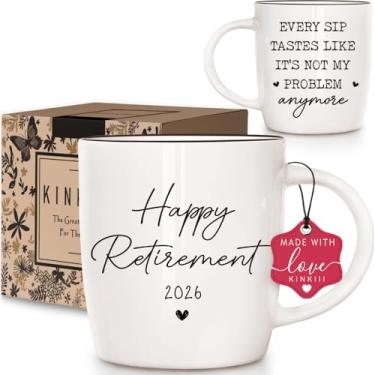 Imagem de Caneca de café Happy Retirement 2026, caneca engraçada Not My Problem Anymore para mulheres e homens, ideia de presente de aposentadoria exclusiva para colegas de trabalho, chefe, professor