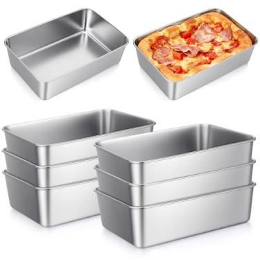 Imagem de Conjunto de 8 formas de pão de 21,6 cm × 14,5 cm, formas de pão de aço inoxidável, torradas, assadeiras de metal, pães para assar pães para bolo de carne, lasanha, forno, lava-louças