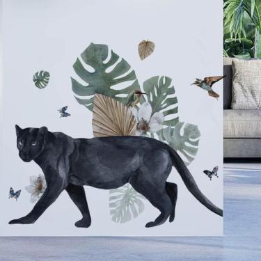 Imagem de Adesivo de parede Black Panther Lifelike Animal 30x120cm PVC - yiweisa