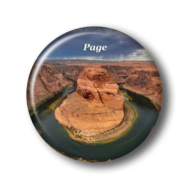 Imagem de Arizona Page Horseshoe Bend Adesivo Ímã de Geladeira Vidro Cristal 3D Página de Ímãs de Geladeira Viagem Cidade Colecionável Lembrança Presentes Decoração de Geladeira