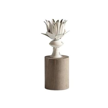 Imagem de Centro de Mesa Castiçal de madeira vintage envelhecido, elegante suporte vela para decoração casa, festa Natal e casamento para Jantar(Grande)