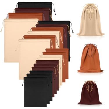 Imagem de Hillban 20 bolsas de brinquedo de cetim com cordão organizador de brinquedos de seda bolsa de presente leve multiuso dobrável saco de viagem para mulheres e homens, 3 tamanhos (M, G, GG, cor caramelo)