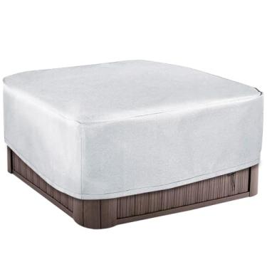 Imagem de Capa para banheira de hidromassagem ao ar livre, protetor de spa quadrado com cordões, tecido Oxford térmico e impermeável com proteção UV