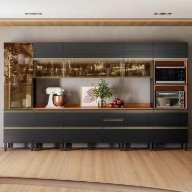 Imagem de Cozinha Completa 8 Peças 100% Mdf Proença Nogueira-carbono Prime