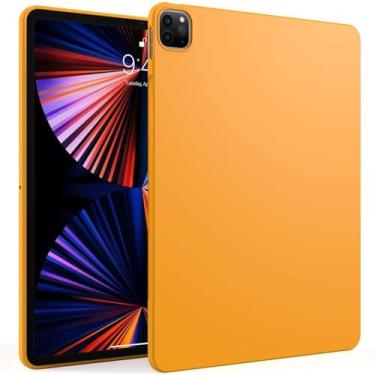 Imagem de ULXITEYU Capa para iPad Pro 12,9 6ª/5ª/4ª/3ª geração 2022/2021/2020/2018, fina e leve, macia, à prova de choque, capa traseira fina para tablet, laranja-amarela