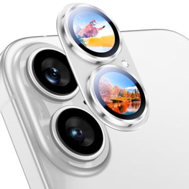 Imagem de Uyiton Compatível com o protetor de lente da câmera do iPhone 17 - [Não é fácil de quebrar] [forte absorção] [compatível com capas] Capa de tela traseira de vidro temperado de metal - branca