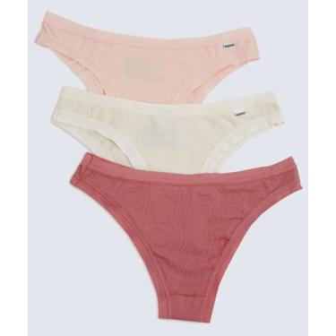 Imagem de Kit 3 Calcinhas Biquíni DelRio-52389, Rosa, Bege, M