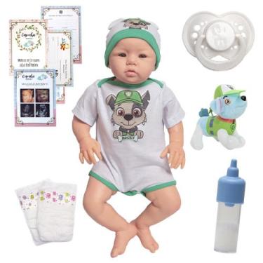 Imagem de Boneco Reborn Menino Realista Olhos Azuis Patrulha Canina - Cegonha Re