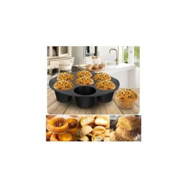 Imagem de Forma de Silicone para Cupcake Air Fryer, 7 Cavidades, Antiaderente, Vermelha e Cinza Sortida, 21cm Diâmetro, 102g
