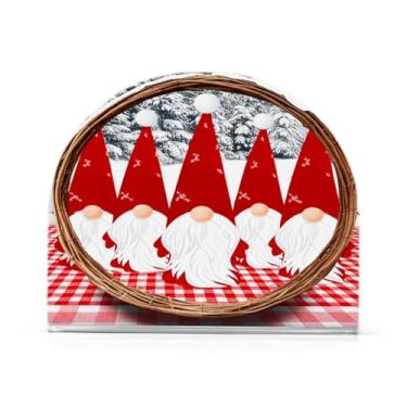 Imagem de Qilmy Suporte de guardanapo acrílico de gnomo fofo de Natal, porta-guardanapos para mesas cozinha restaurante decoração de casa, suporte decorativo moderno para guardanapos de coquetel de papel de
