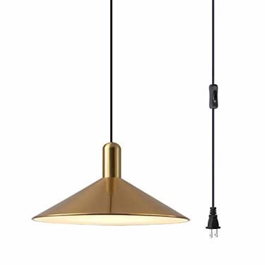 Imagem de Luminária pendente dourada estilo fazenda com cabo ajustável de 4,5 metros e interruptor liga/desliga. Luminária vintage para ilha de cozinha, bar e corredor.