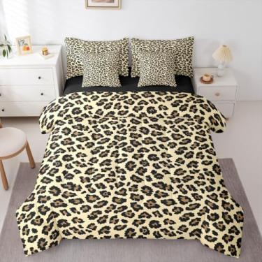 Imagem de Feelyou Conjunto de edredom Queen com estampa de leopardo, 7 peças, de pele de guepardo, para crianças, meninos e meninas, com textura de pele de animal selvagem