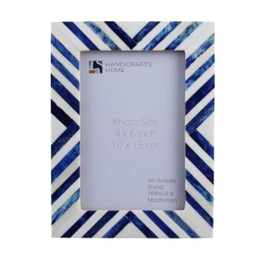 Imagem de Handicrafts Home Porta-retrato de 10 x 10 cm – incrustação de resina de pétala de marfim recortada – Moldura redonda decorativa feita à mão para decoração de berçário para mesa ou prateleira