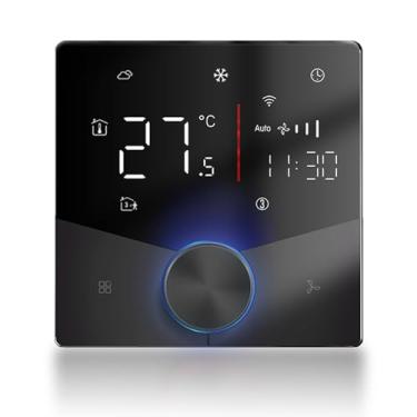 Imagem de Garosa Termostato de Ar Condicionado Smart WiFi Programável 5 + 2 Dias 6 Períodos Com Controle de Toque Tela LED para Central AC 4 Tubos Home Office Economia de Energia (Preta)