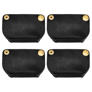 Imagem de PH PandaHall 4 peças de almofadas de entrada de corrente antidesgaste de couro preto 4,66 x 6,9 cm pequena capa protetora com alça de proteção para abertura de bolsa, bolsa transversal