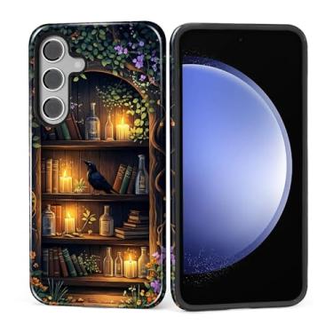 Imagem de DAIZAG Capa para Samsung Galaxy S23 FE, linda capa de telefone para meninas e mulheres, capa protetora resistente a arranhões à prova de choque - estante de livros Witchy Dark Academia
