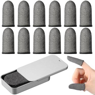 Imagem de Saysurey Pacote com 12 luvas de dedo para jogos de 0,15 mm de fibra prateada ultrafina, anti-suor, luvas de dedo antisuor para maior sensibilidade da tela sensível ao toque, conforto antiderrapante