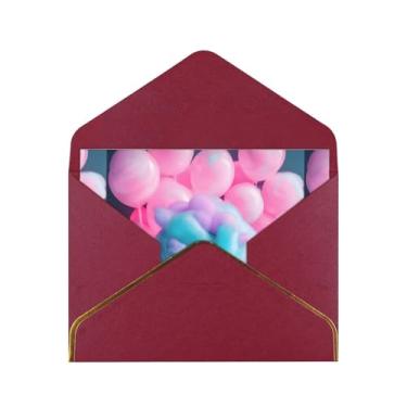 Imagem de SKKNT Cartões de felicitações com estampa de algodão doce vermelho para todas as ocasiões, convites de festa de aniversário de casamento, 12,7 x 15,2 cm