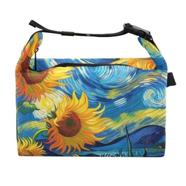 Imagem de TSENQUE Girassóis Noite Estrelada Vincent Lancheira para Mulheres Lancheira Macia Lancheira para Trabalho, Linda Bolsa Térmica Floral para Trabalho