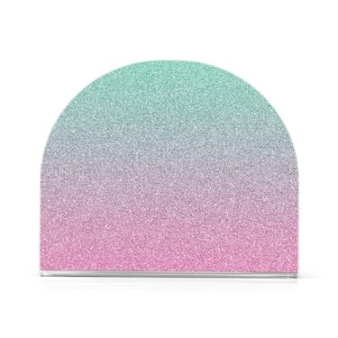 Imagem de Suporte de guardanapo acrílico com glitter rosa turquesa, suporte de guardanapo em forma de U, dispensador de guardanapo restaurante, dispensador de bandeja de papel descartável