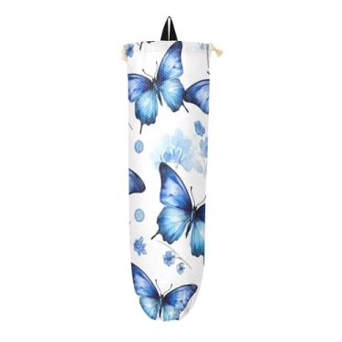 Imagem de Dispensador de sacolas plásticas Blue Butterfles, suportes de saco de plástico, suporte de sacola de supermercado cozinha