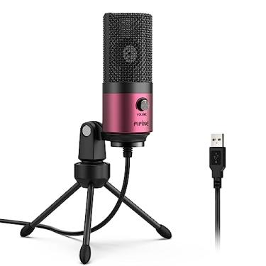 Imagem de Fifine Microfone USB, microfone para laptop, microfones condensadores e suporte, microfone de gravação de qualidade de estúdio USB. W vermelho