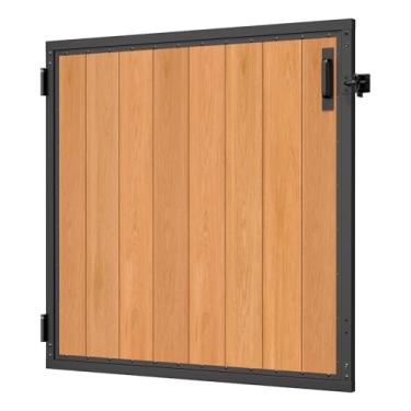 Imagem de Bitals 4 x 4 pés (46,78 (L) x 47,2 pol. A) 201 aço inoxidável anti-queda kit de portão de cerca de madeira resistente, kit de ferragens de moldura de portão de jardim reforço (instalação livre