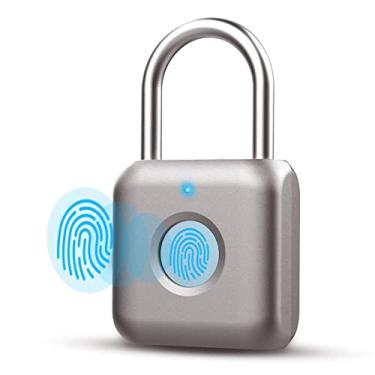 Imagem de Cadeado de impressão digital Eseesmart, trava de armário, cadeado inteligente, cadeado externo à prova de intempéries, trava de toque inteligente adequada para academia, bicicleta, escola, cerca e