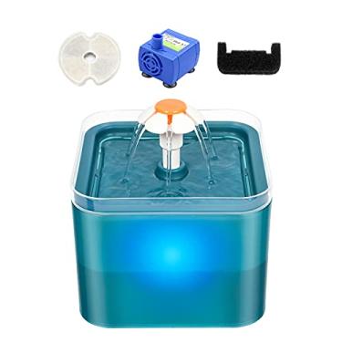 Imagem de Fontaine d água para Pets de 2L com 3 Modos Luz Noturna LED Bomba Silenciosa e 2 Filtros Algodão Dispenser Fresca Limpa Gatos Cães Pequenos Animais Bebida Automática