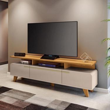 Imagem de Rack para TV ate 70 Polegadas 3 Portas com Pes de Madeira Essenza HB Moveis