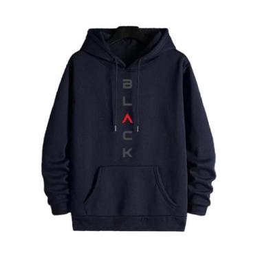 Imagem de Moletom Masculino Preto Com Estampa De Letras Outono Inverno Alta Qual