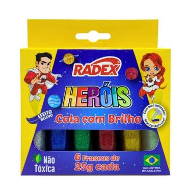 Imagem de Cola Glitter 25g 6 Cores Efeito Brilho Com Relevo Bico Aplicador