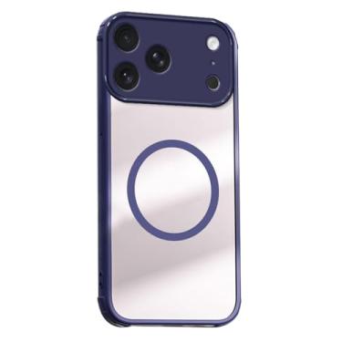 Imagem de Genérico Capa magnética para iPhone 17/17 Air/17 Pro/17 Pro MAX, capa protetora de lente com tudo incluído, capa para telemóvel ultrafina e transparente anti-amarelecimento (azul, 17 Pro)