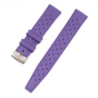 Imagem de StrapHabit Pulseira de borracha FKM de liberação rápida estilo tropical de 18 mm, 19 mm, 20 mm, 21 mm, 22 mm (roxo, 20 mm)
