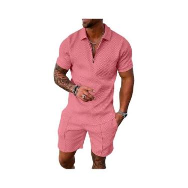 Imagem de Conjunto De Camiseta E Shorts Masculinos Pretos, T-Shirt Esportiva De 