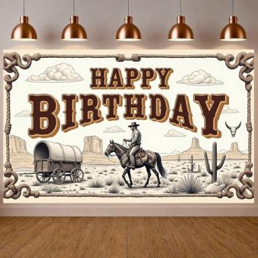 Imagem de Pano de fundo de aniversário de caubói, decoração de festa ocidental, decoração de festa, decoração de festa do oeste selvagem, adereços de cabine de fotos, pano de fundo de rodeio para chá de bebê