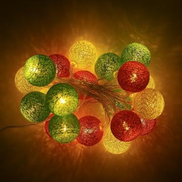 Imagem de 1 peça, bola de algodão de 2,2 metros, cordão de luzes LED, alimentado por USB, colorido, decoração, festival, casamento, aniversário, dia dos namorados, iluminação ambiente, lâmpada 20, estilo D